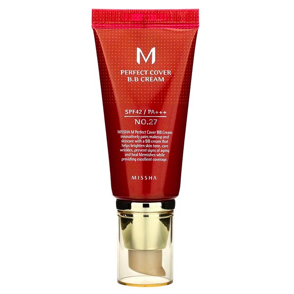 Missha, Perfect Cover B.B. Cream, SPF 42 PA+++, No. 27 Honey Beige.
