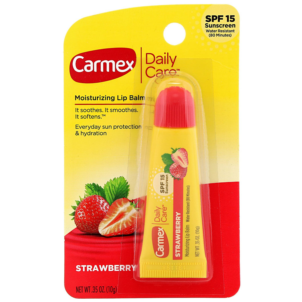 Carmex, Daily Care, Moisturizing Lip Balm, Strawberry.